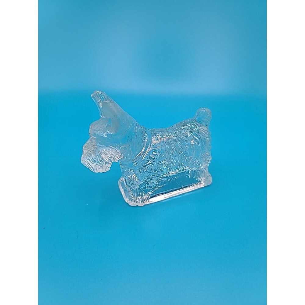 Vintage Scotty Terrier Dog Clear Glass Paperweight Hollow Center